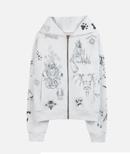 Basket Case Gallery Zip Hoodie White